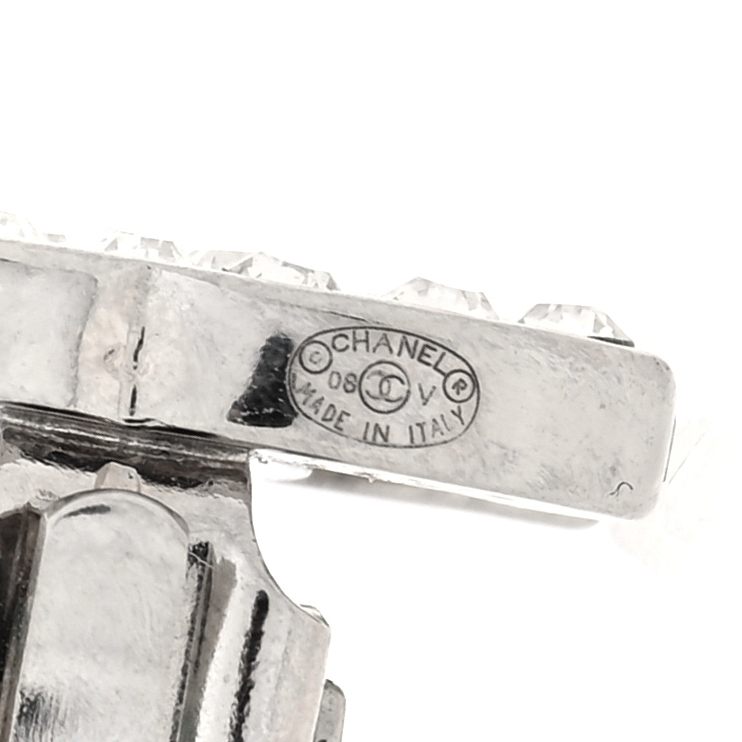 Chanel Crystal CC Clip on Earrings Silver 4 of 4