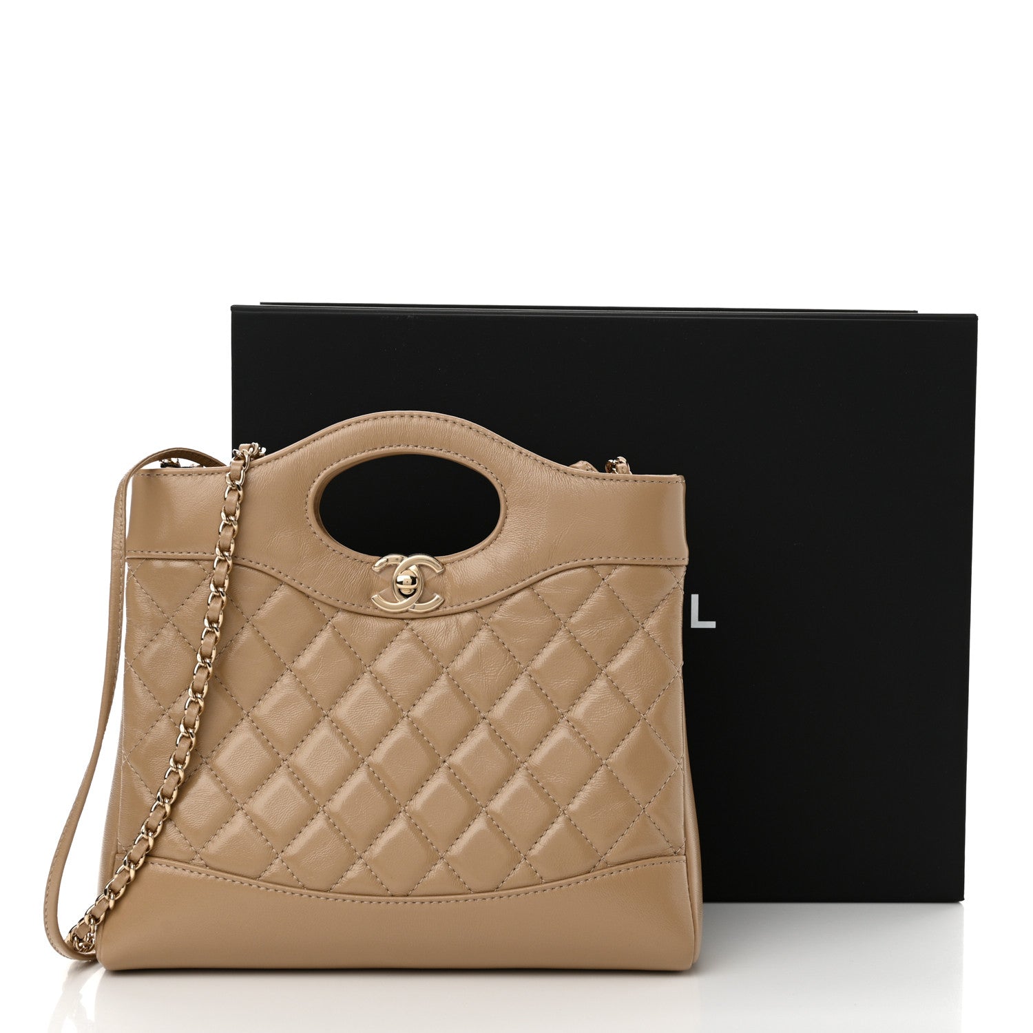 Chanel Shiny Crumpled Calfskin Quilted Mini 31 Shopping Bag Beige 11 of 11