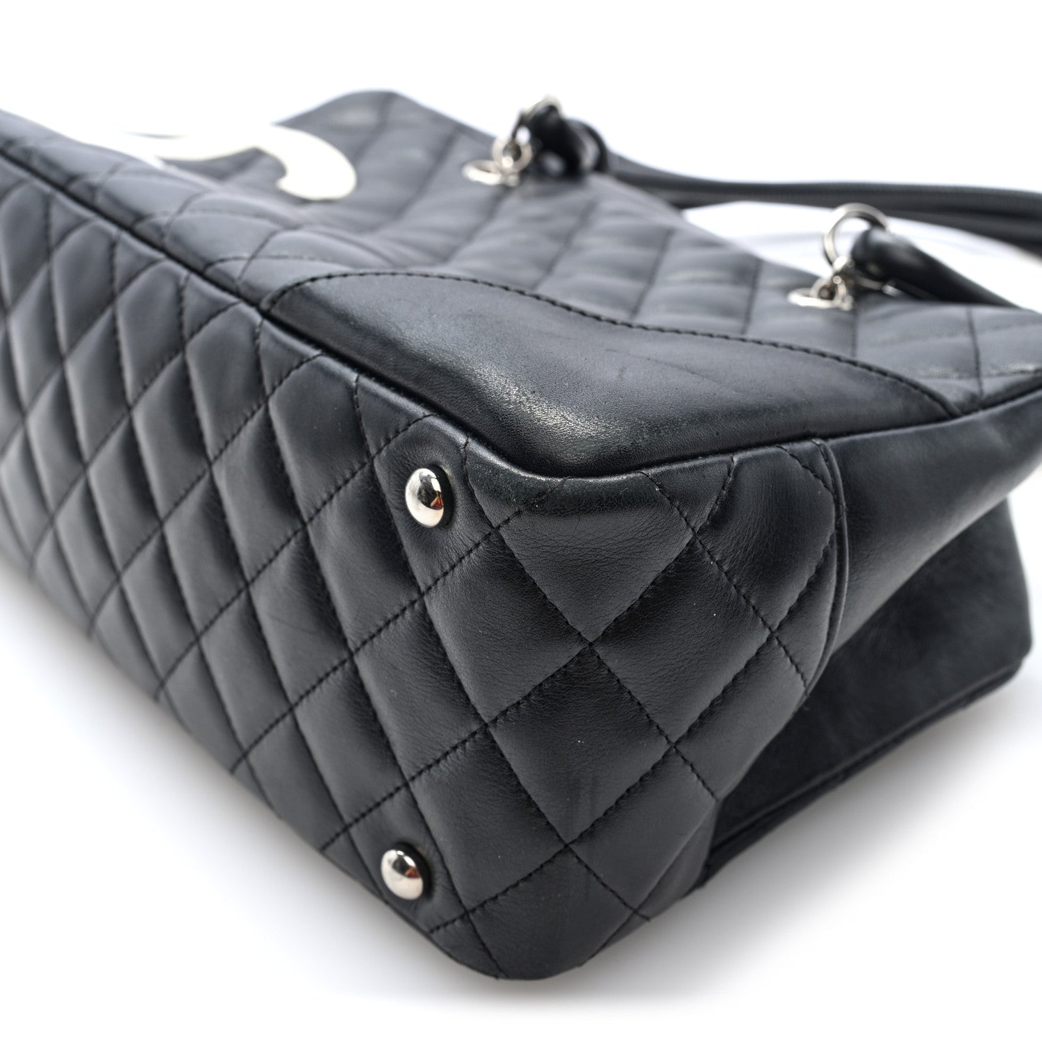 Chanel Calfskin Quilted Large Cambon Bowler Black White 10 of 10