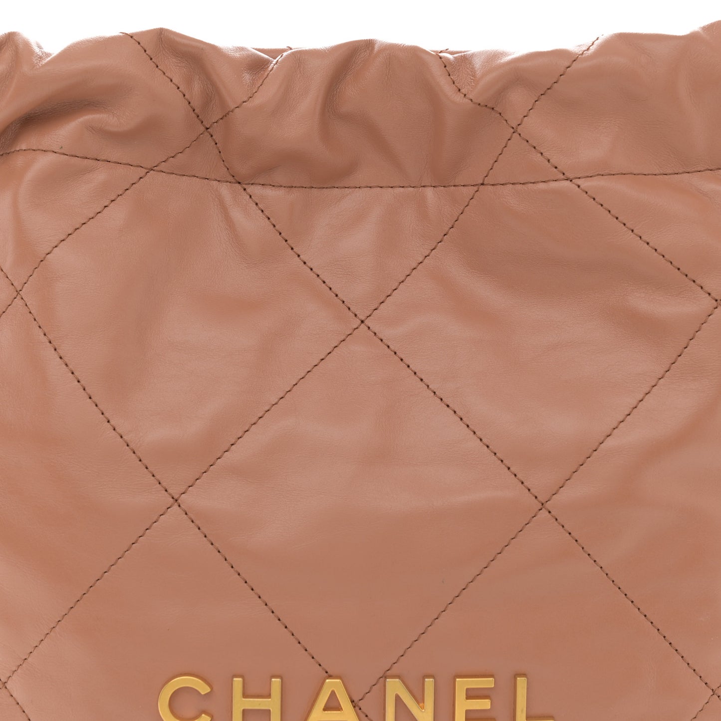 Shiny Calfskin Quilted Small Chanel 22 Camel