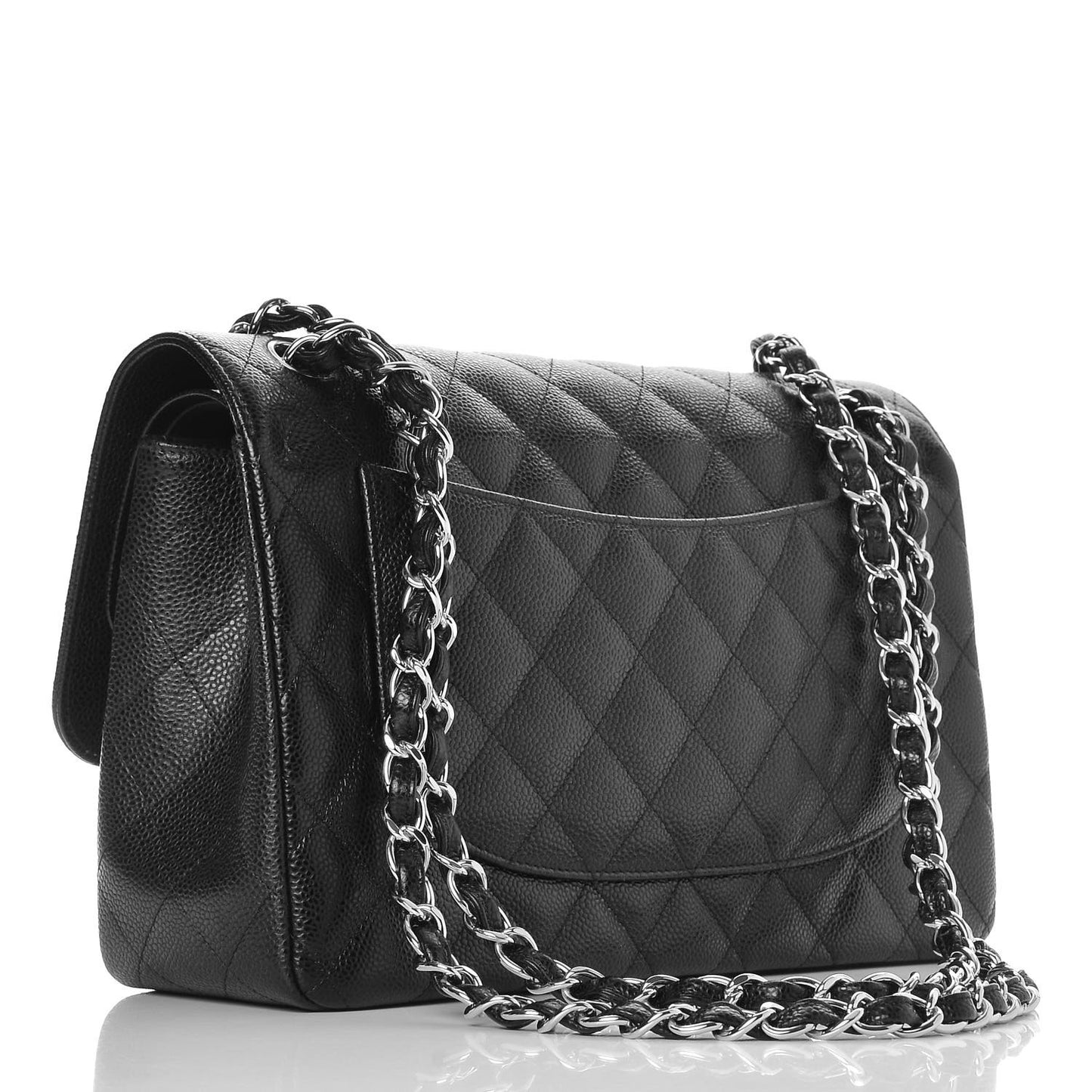 Caviar Quilted Jumbo Double Flap Black