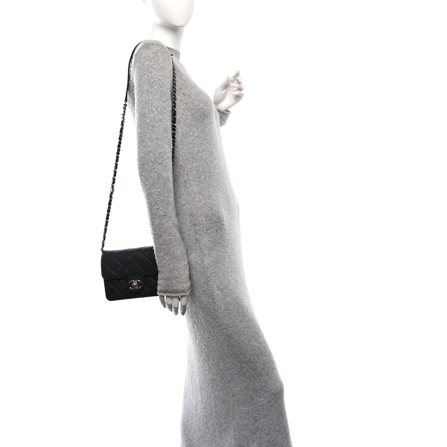 Caviar Quilted Like A Wallet Flap Black