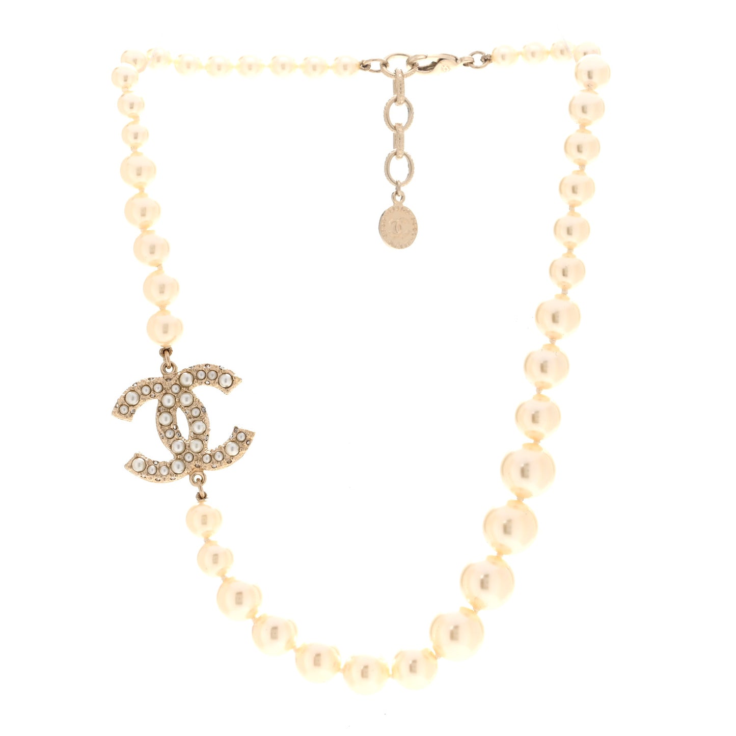 Pearl CC 100th Anniversary Necklace Light Gold