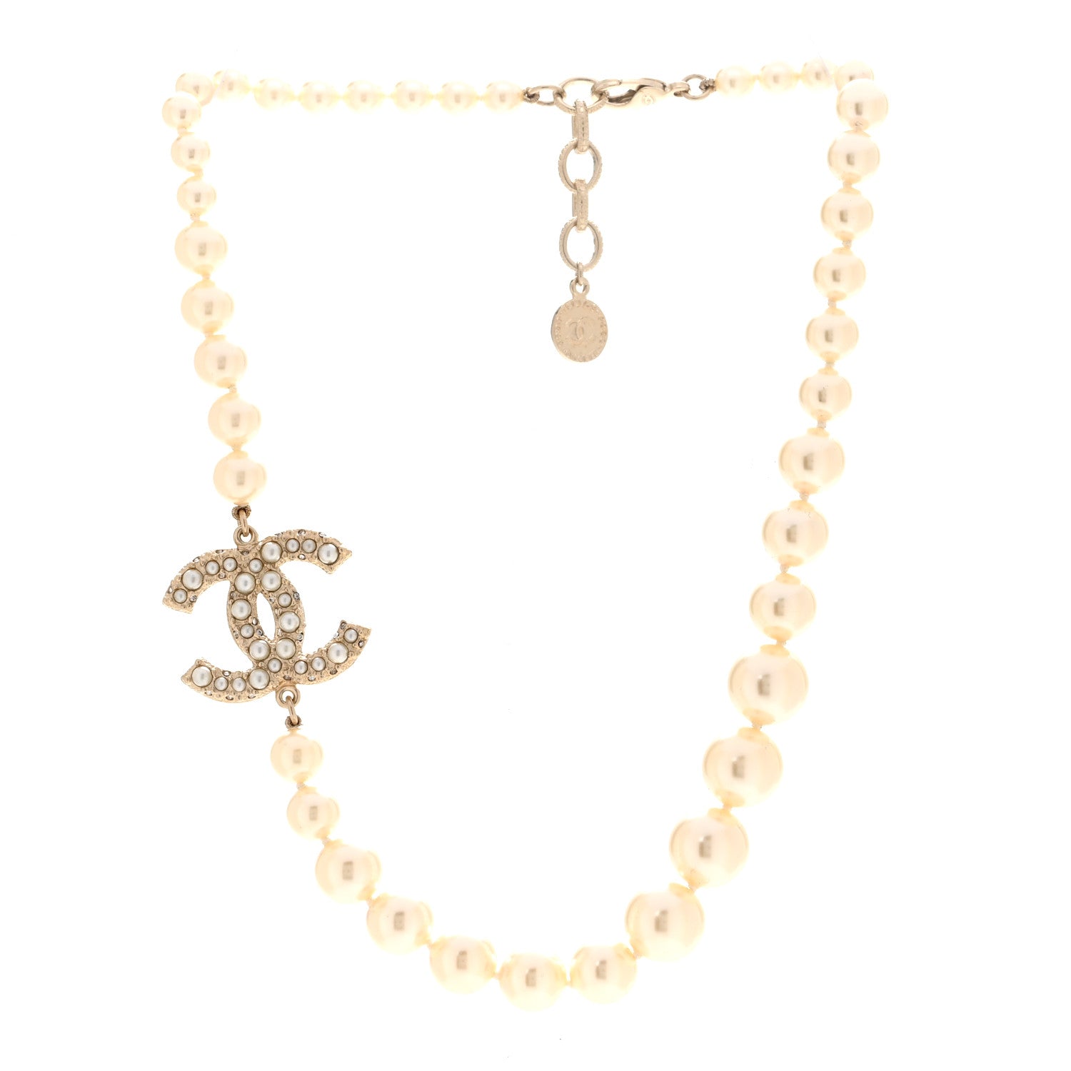 Chanel Pearl CC 100th Anniversary Necklace Light Gold 3 of 6