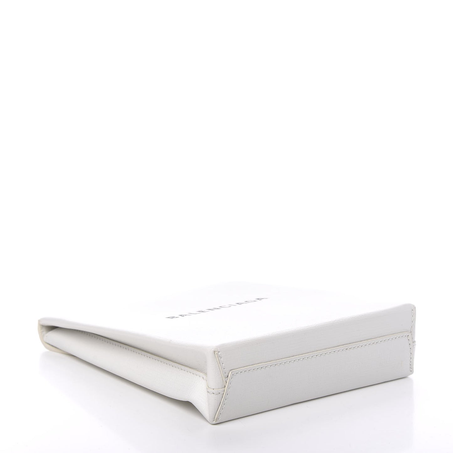 Squared Calfskin Logo Shopping Envelope Clutch White