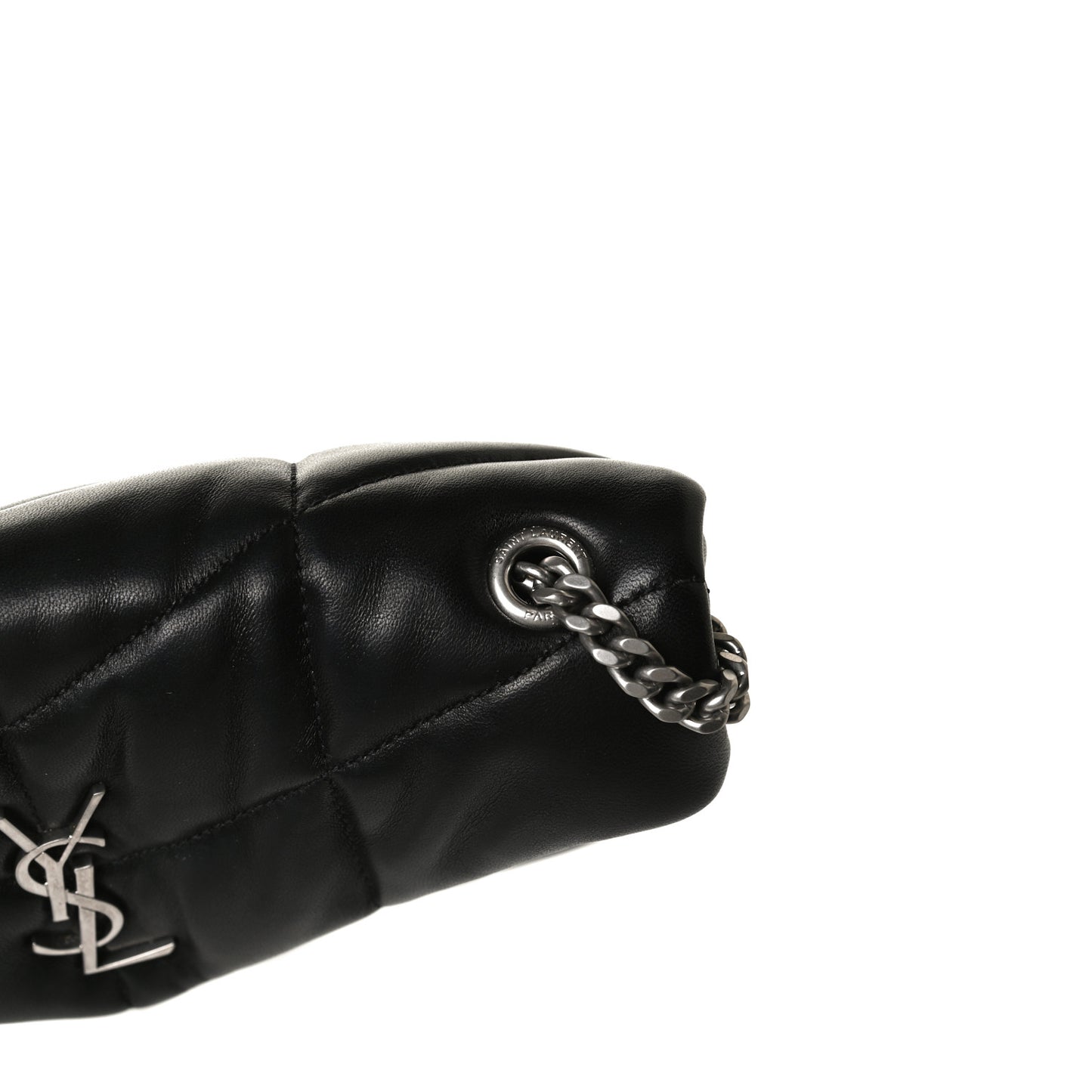 Lambskin Quilted Toy Loulou Puffer Monogram Chain Satchel Black