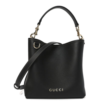 Gucci GG Calfskin Emblem Mini Bucket Bag Black 1 of 9