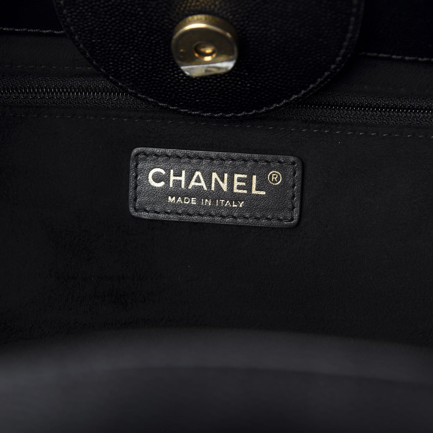 Caviar Medium Studded Deauville Tote Black
