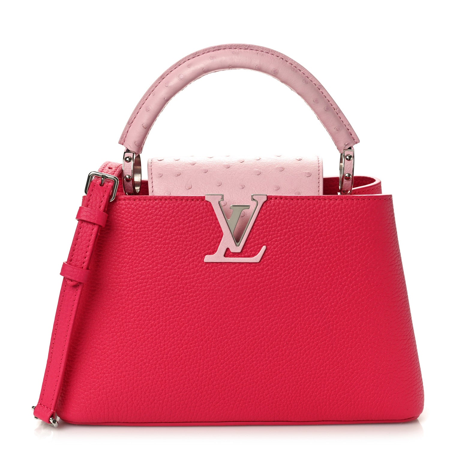 Louis Vuitton Taurillon Ostrich Capucines BB Magenta Calypso Pink 1 of 9