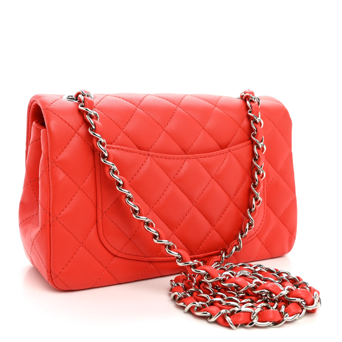 Lambskin Quilted Mini Rectangular Flap Red