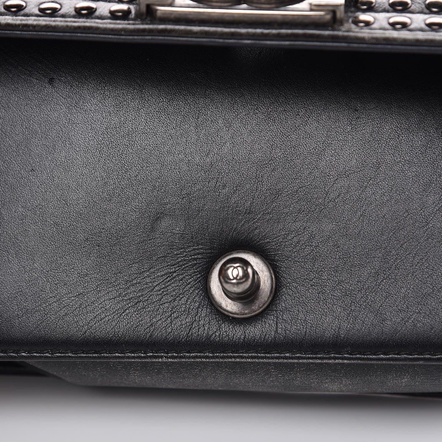 Chanel Faded Calfskin Quilted Small Studded Boy Flap Grey 14 of 14