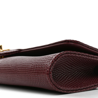 Chanel Calfskin Lizard Embossed Clutch With Chain  Bordeaux 11 of 12