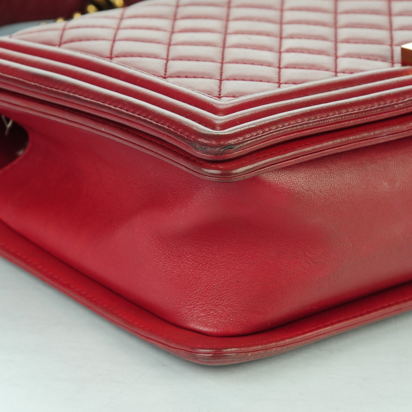 Lambskin Quilted New Medium Boy Flap Dark Red