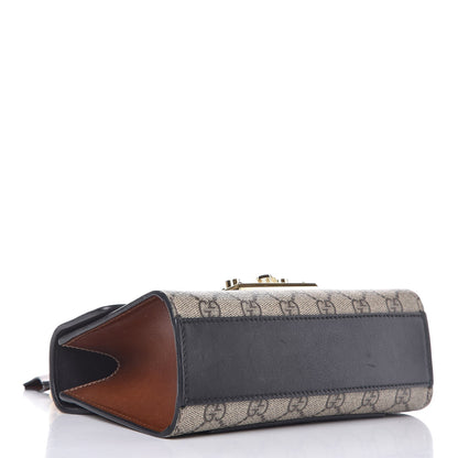 Gucci GG Supreme Monogram Calfskin Small Padlock Shoulder Bag Beige Black Cuir 5 of 15