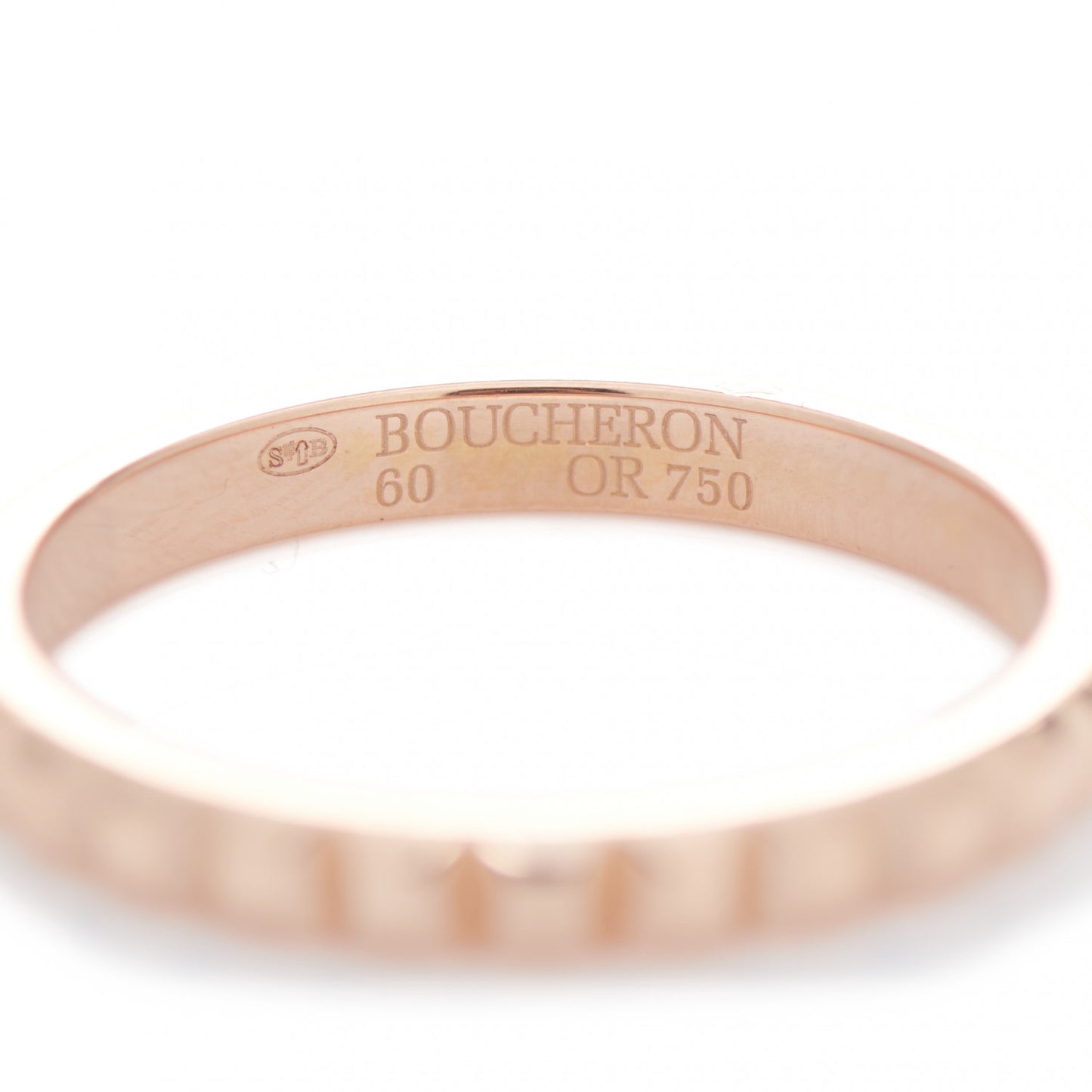 18K Pink Gold Medium Clou De Paris Wedding Band Ring 60 9.25
