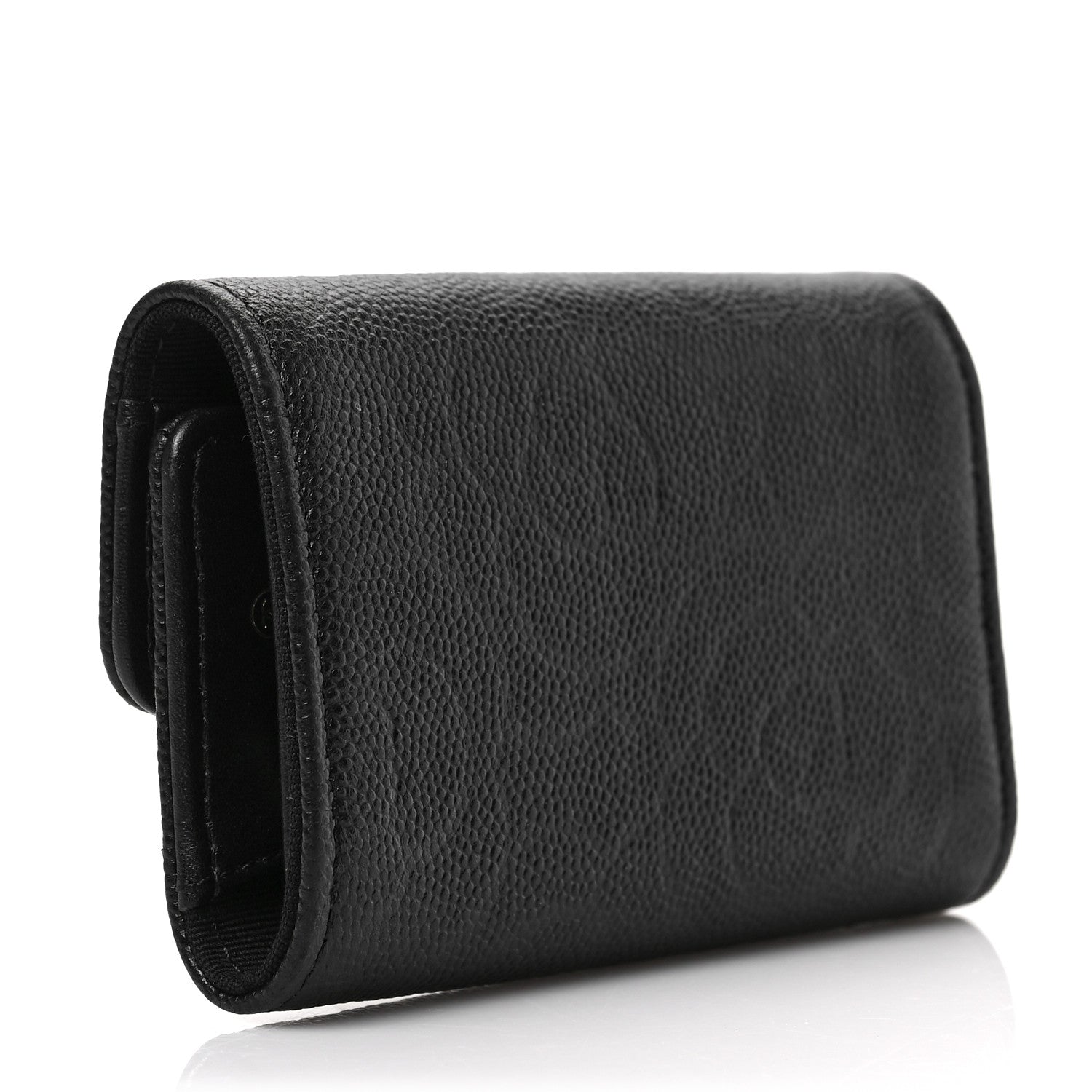 Chanel Caviar Embossed Camellia 4 Key Holder Case Black 3 of 7