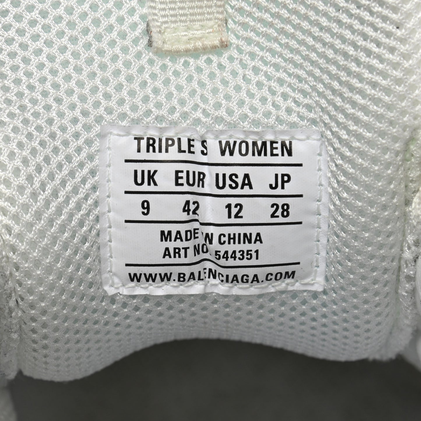 Fabric Mesh Clear Sole Womens Triple S Sneakers 42 White