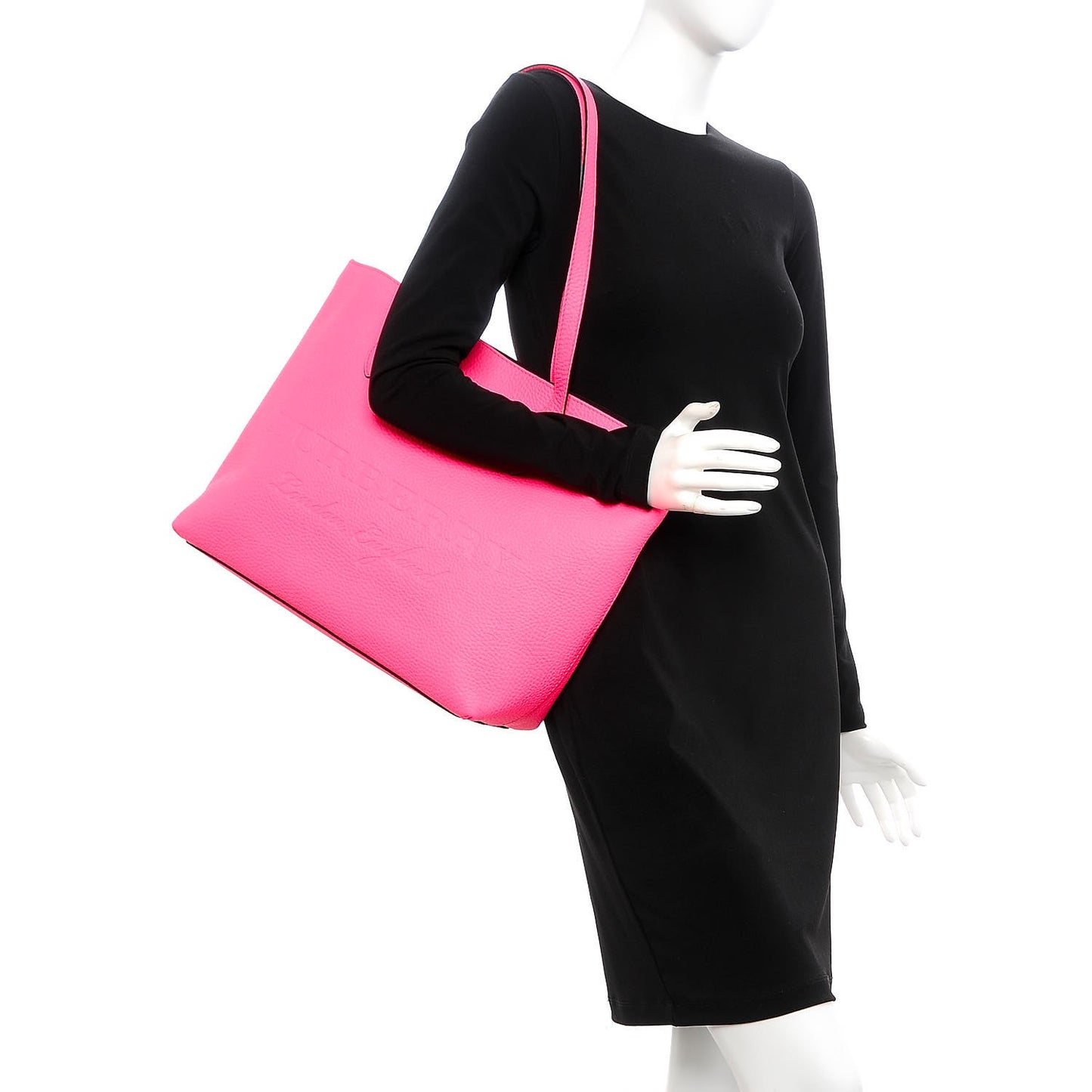Grainy Calfskin Remington Tote Neon Pink