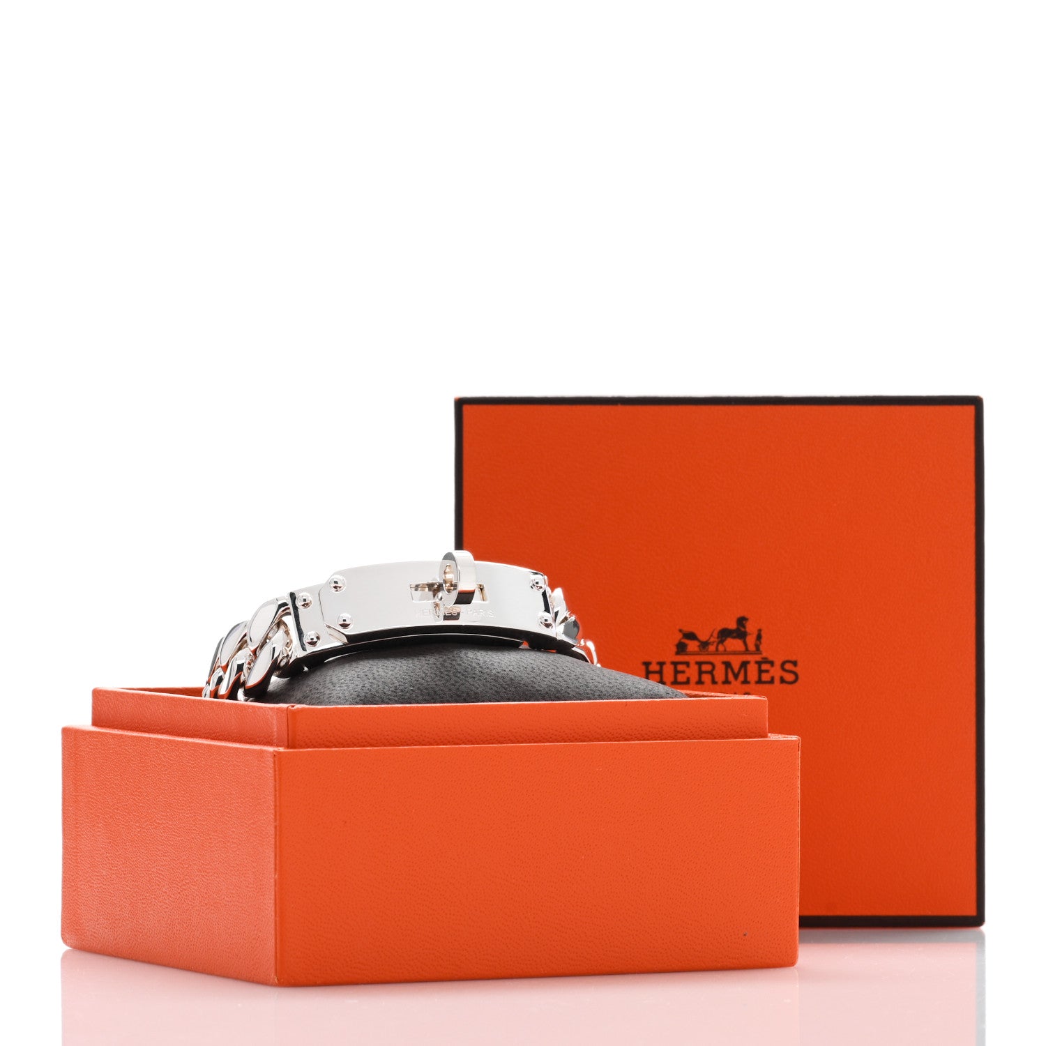 Hermes Sterling Silver GM Kelly Gourmette Bracelet ST 4 of 4