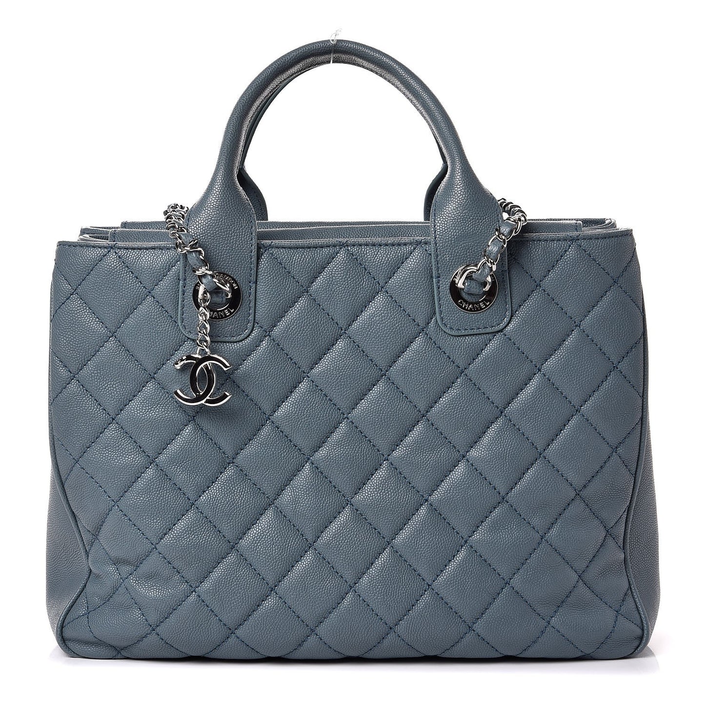 Caviar Quilted Urban Companion Top Handle Shopping Tote Light Blue