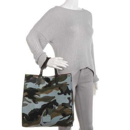 Valentino Garavani Lambskin Camouflage Vertical Tote Light Blue 2 of 8