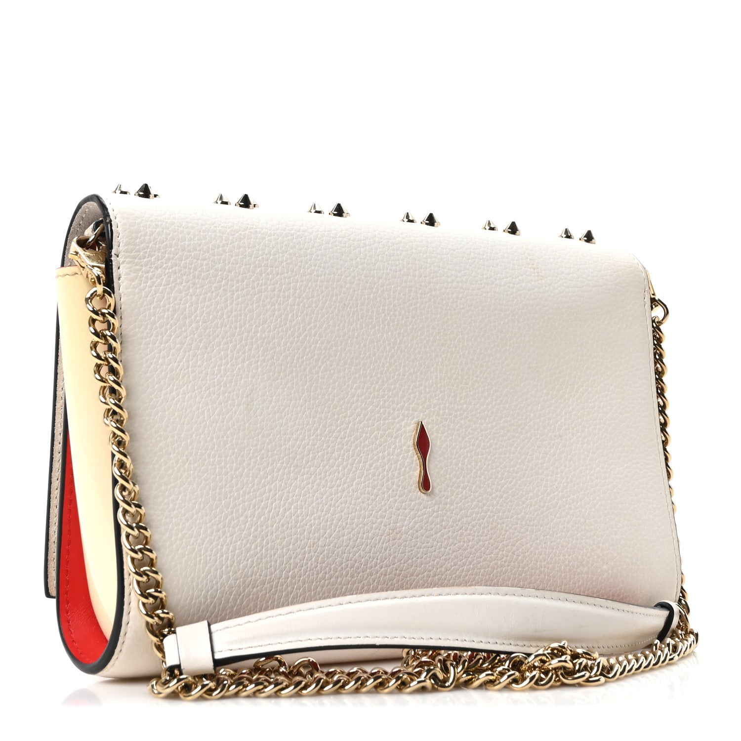 Christian Louboutin Calfskin Spikes Loubinthesky Paloma Clutch Snow 3 of 10