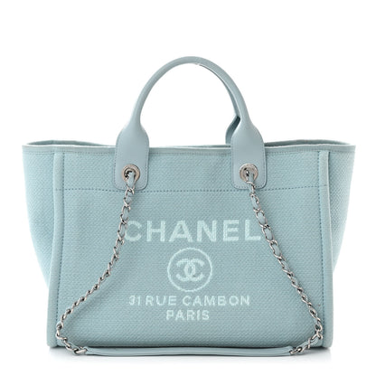 Chanel Mixed Fibers Calfskin Small Deauville Tote Blue 1 of 12