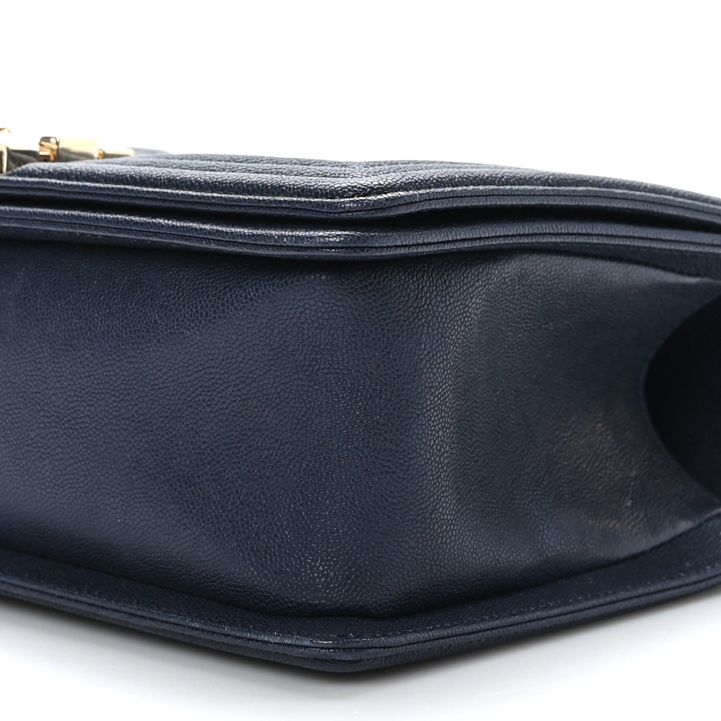 Caviar Quilted Medium Boy Flap Dark Navy Blue