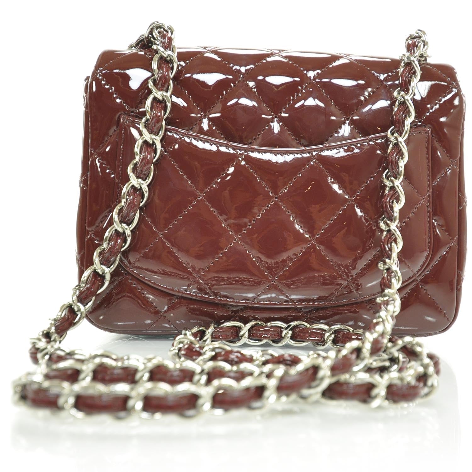 Chanel Patent Quilted Mini Flap Bordeaux 4 of 11