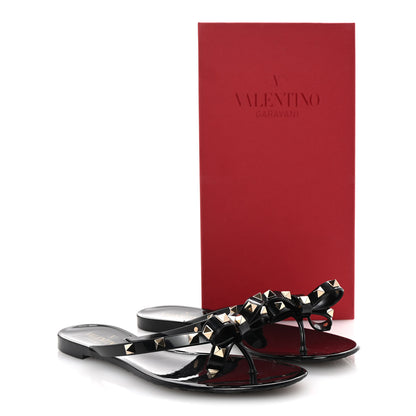 Valentino Garavani PVC Jelly Rockstud Bow Thong Sandals 39 Black 9 of 9