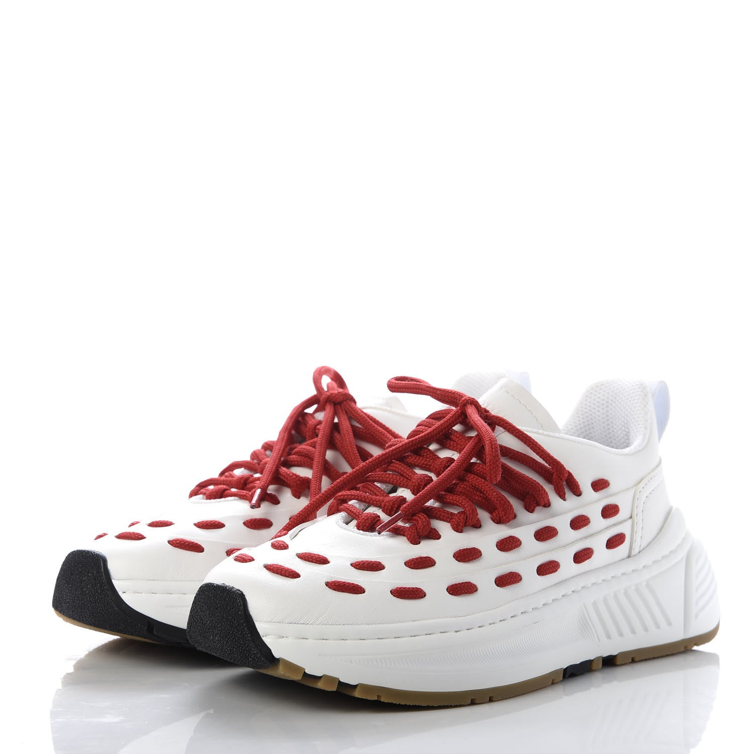 Bottega Veneta Calfskin Speedster Sneakers 37 White Bright Red 3 of 13
