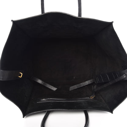Celine Crocodile Embossed Calfskin Medium Phantom Luggage Black 5 of 11