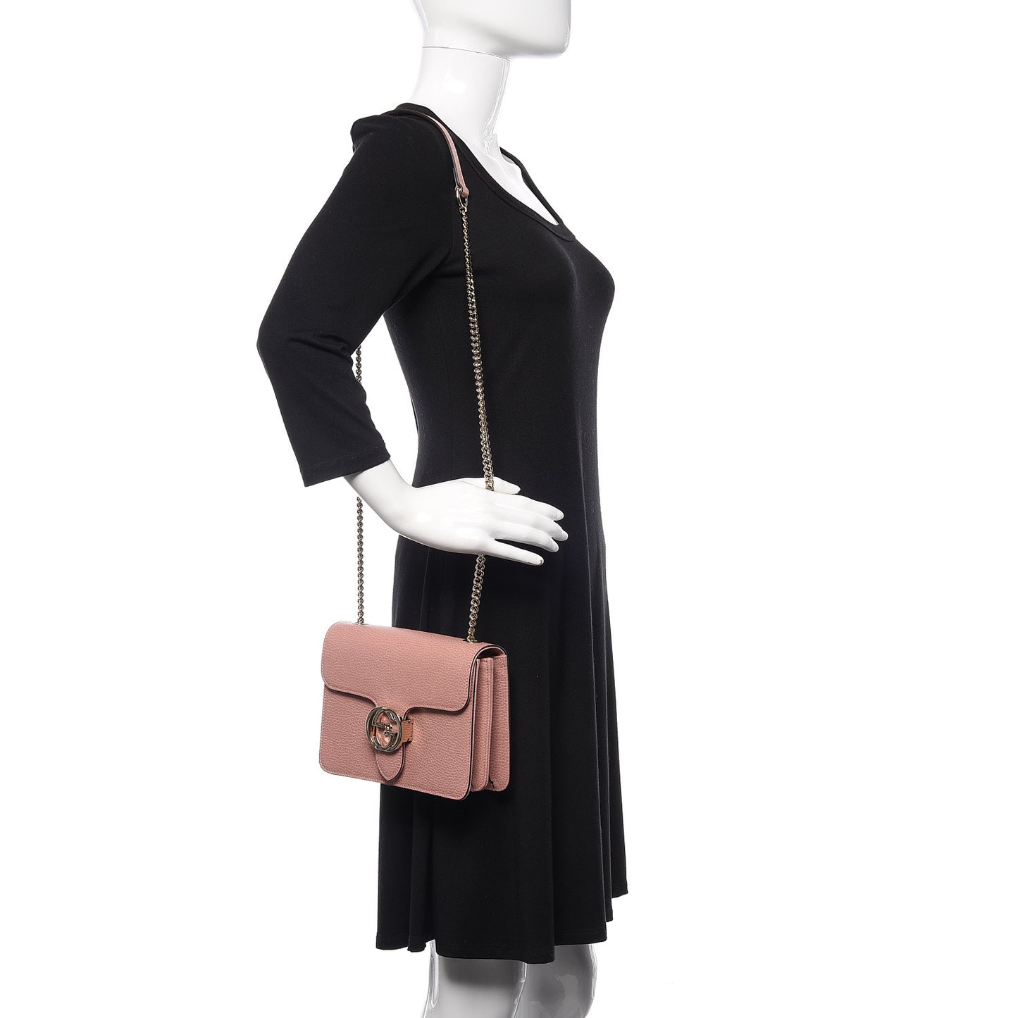 Dollar Calfskin Small Interlocking G Shoulder Bag Soft Pink
