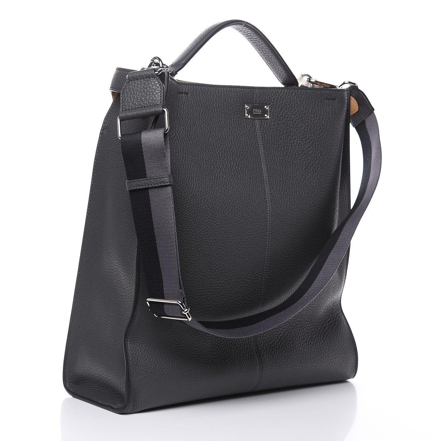 Fendi Cuoio Romano Glazed Fabric FF 1974 Peekaboo X-Lite Fit Asfalto Mou Black 3 of 8