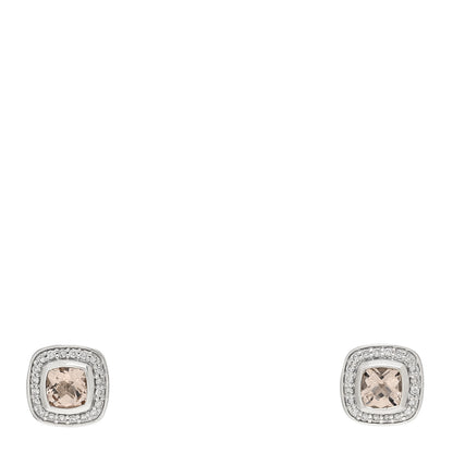 David Yurman Sterling Silver Diamond Morganite 5mm Petite Albion Earrings 1 of 4