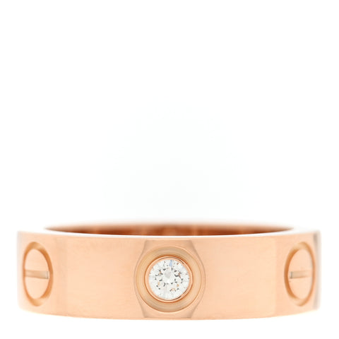 18K Pink Gold 3 Diamond 5.5mm LOVE Ring 51 5.75