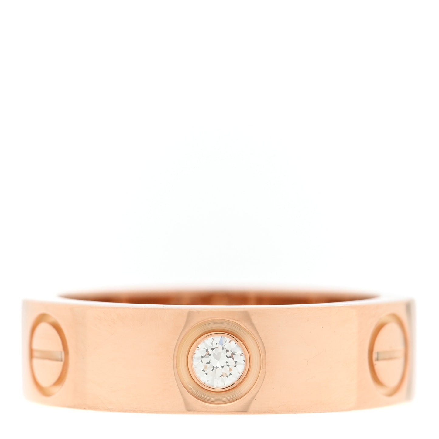 18K Pink Gold 3 Diamond 5.5mm LOVE Ring 51 5.75