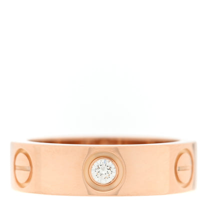Cartier 18K Pink Gold 3 Diamond 5.5mm LOVE Ring 51 5.75 1 of 4