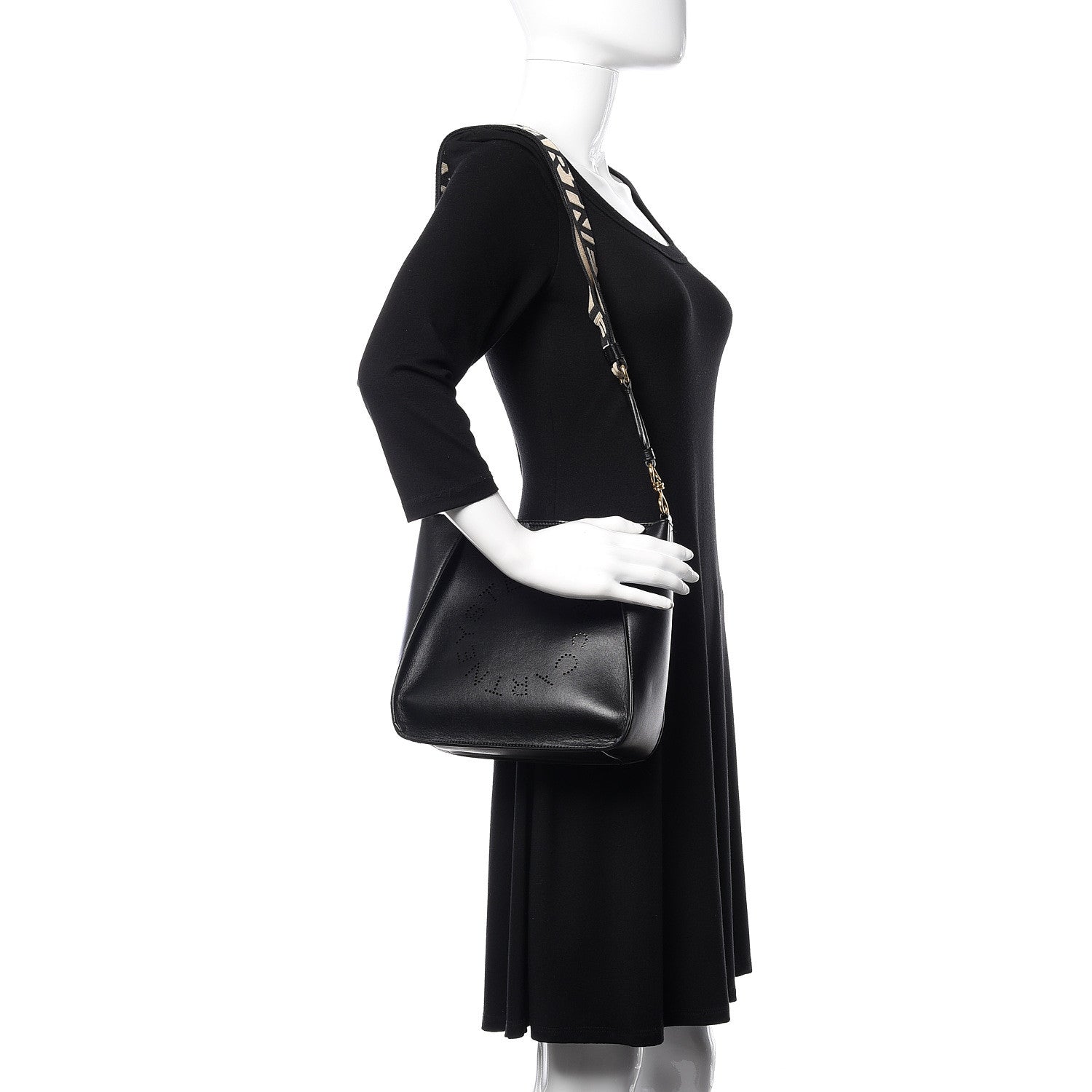 Stella McCartney Eco Alter Nappa Perforated Logo Mini Crossbody Black 2 of 8