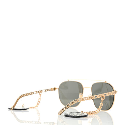 Gucci Aviator Charm Chain Sunglasses GG0727S Gold 4 of 8