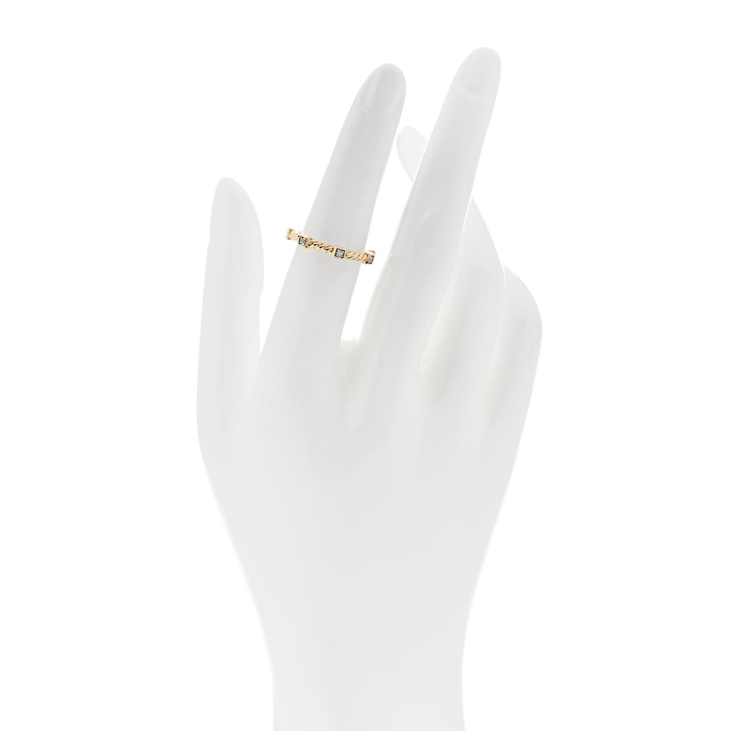 18K Yellow Gold Diamond Cable Collectibles Stack Ring 51 5.75