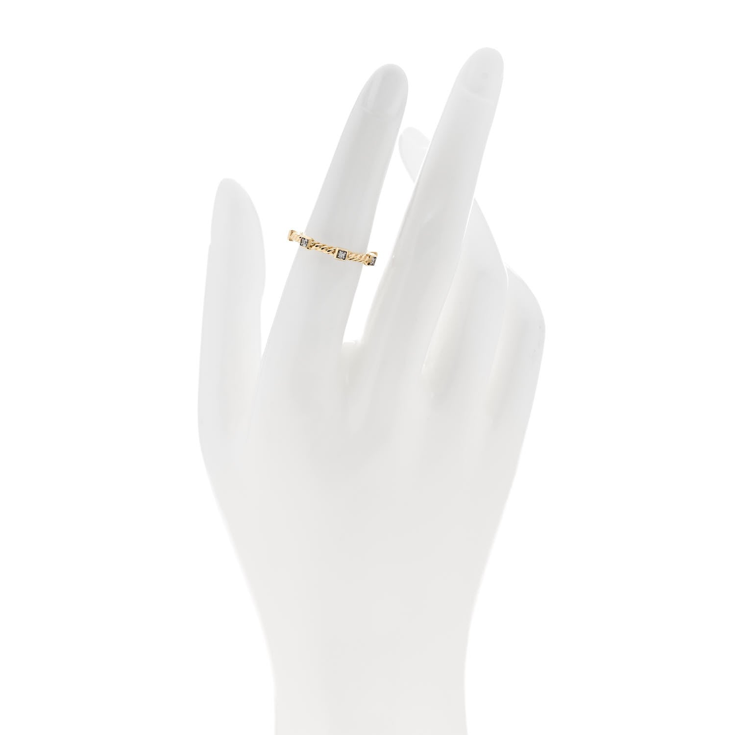 David Yurman 18K Yellow Gold Diamond Cable Collectibles Stack Ring 51 5.75 2 of 4
