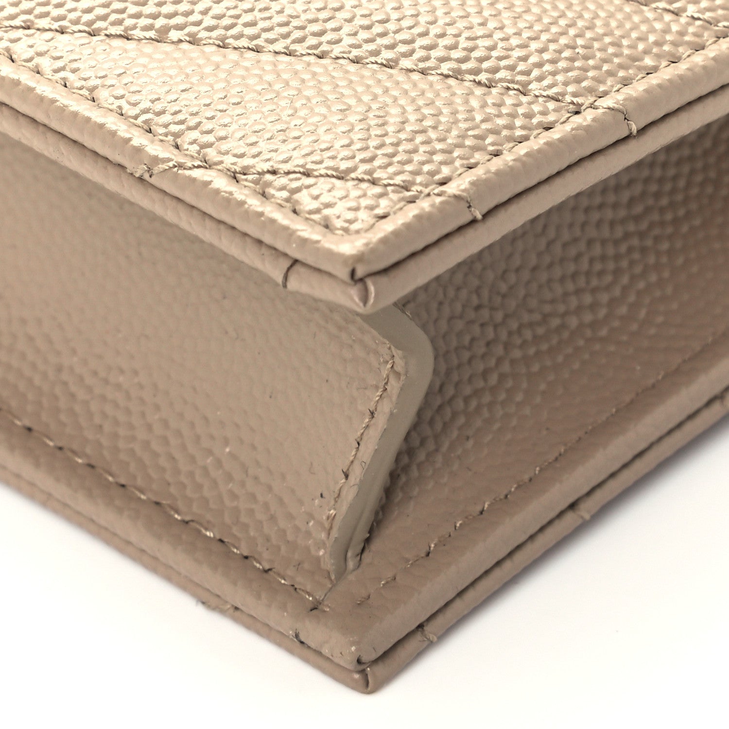 Saint Laurent Grain De Poudre Matelasse Chevron Monogram Envelope Chain Wallet Deep Beige 9 of 9