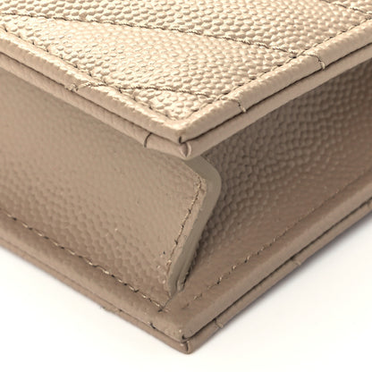 Saint Laurent Grain De Poudre Matelasse Chevron Monogram Envelope Chain Wallet Deep Beige 9 of 9