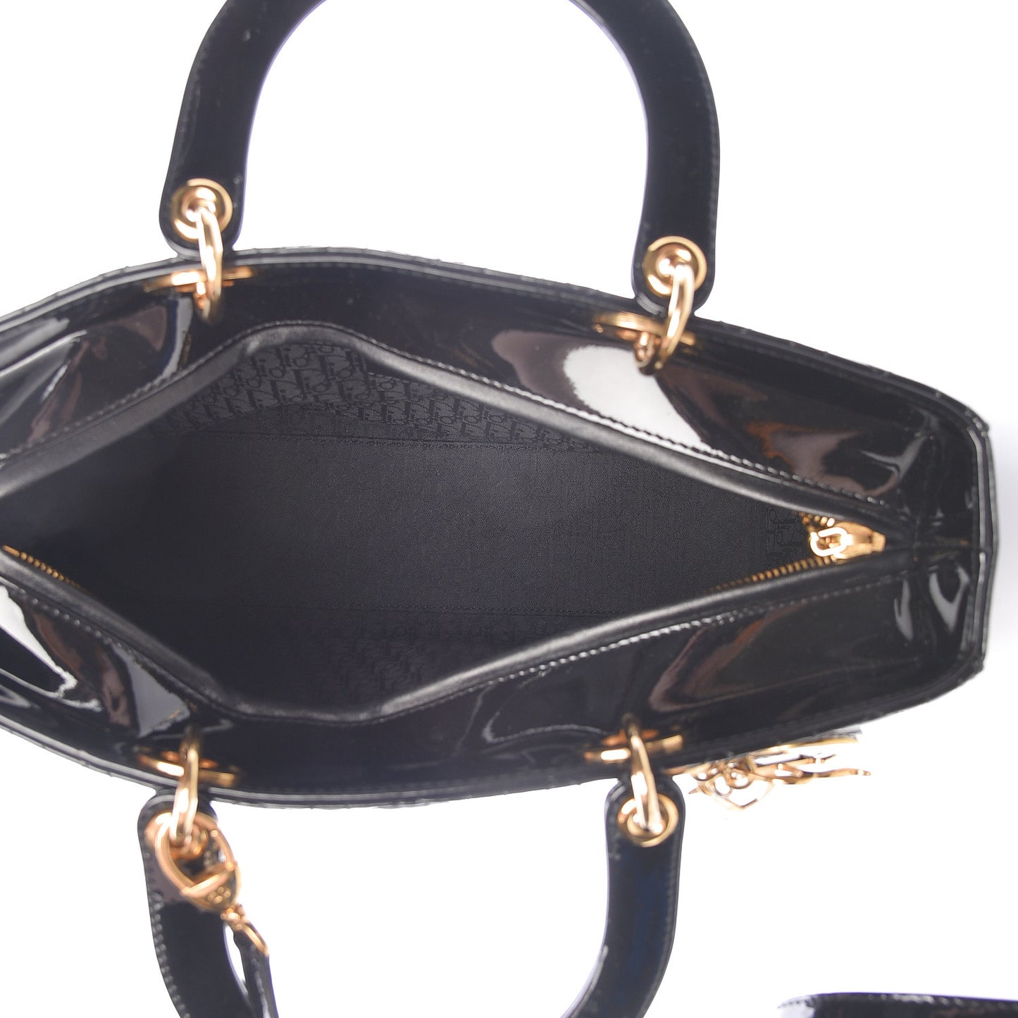 Patent Cannage Large Lady Dior Black