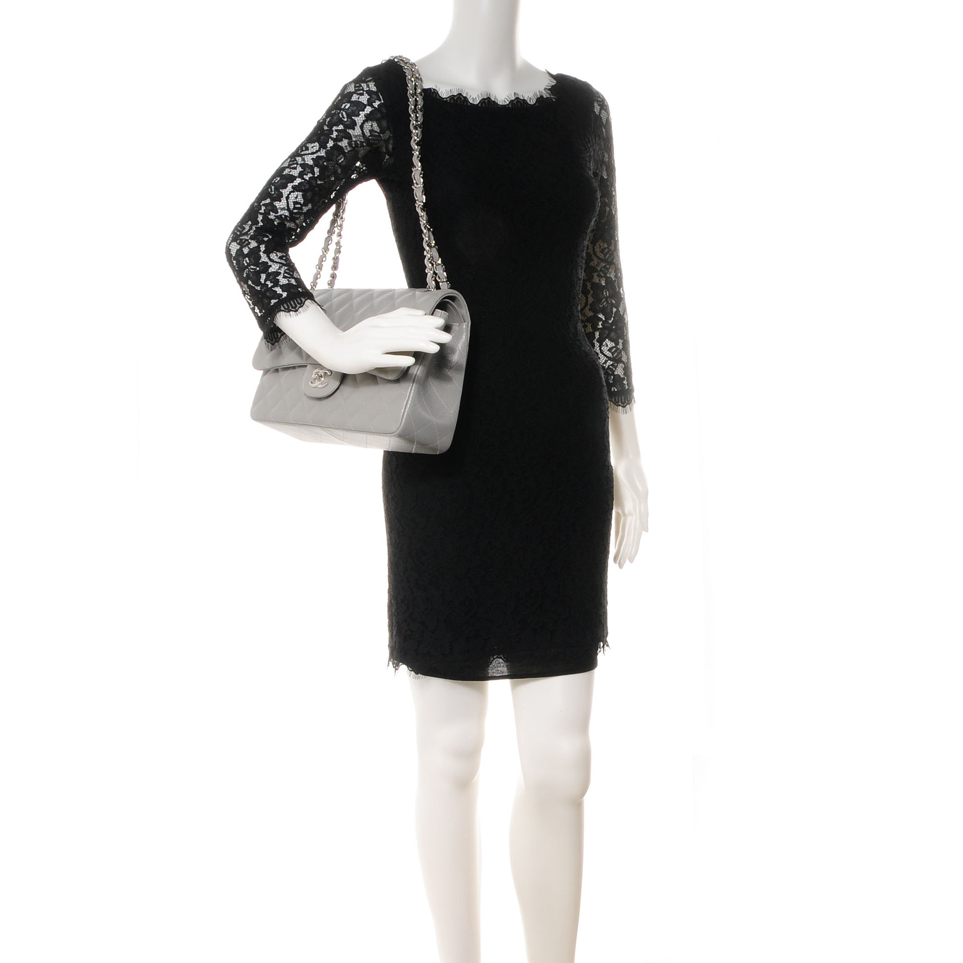 Chanel Caviar Jumbo Double Flap Grey 2 of 8