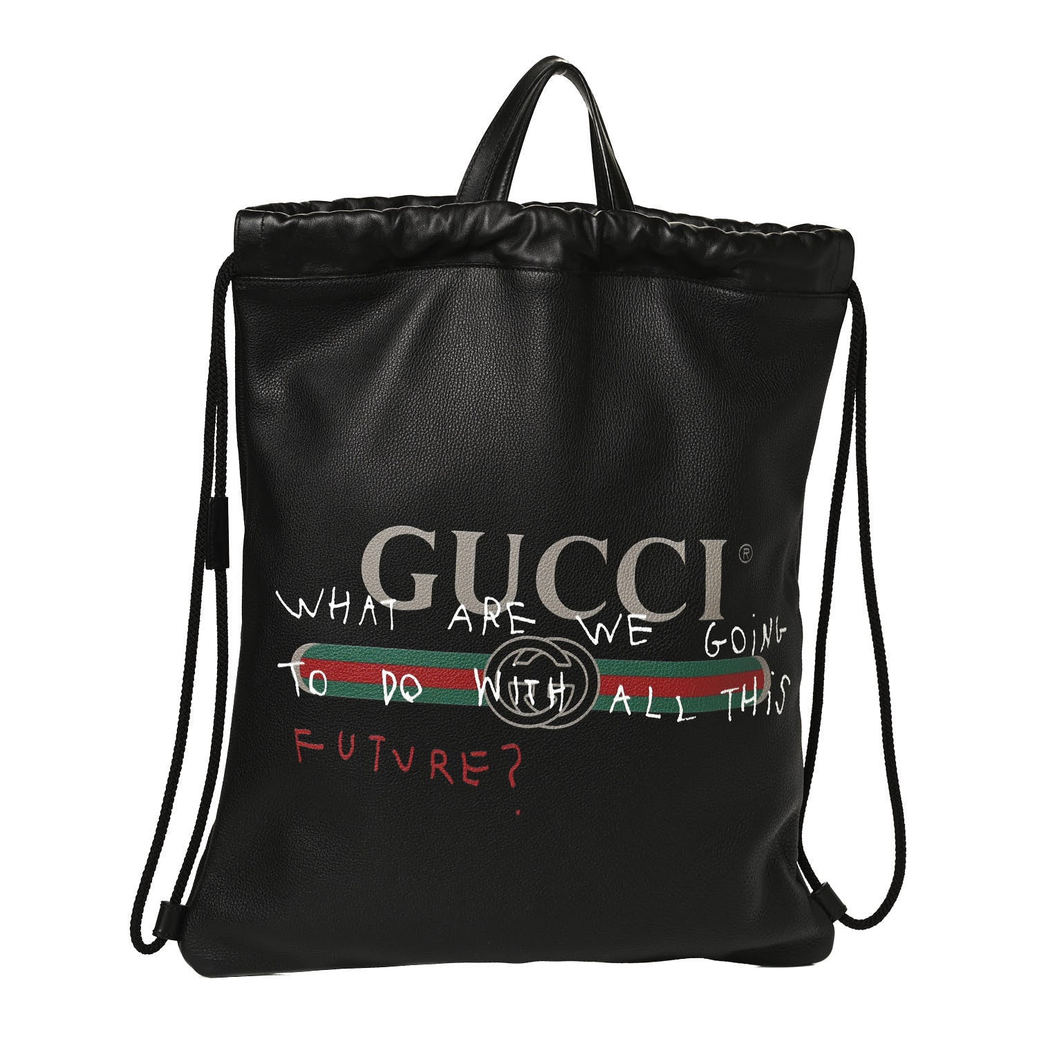 Gucci Calfskin Coco Capitan Logo Drawstring Backpack Black 1 of 9