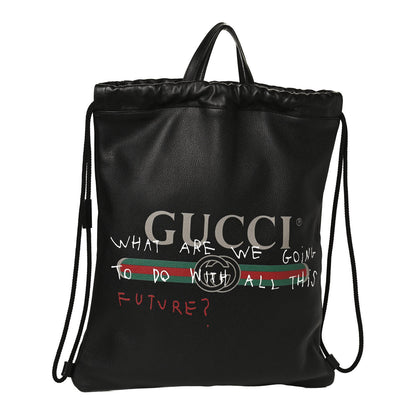 Gucci Calfskin Coco Capitan Logo Drawstring Backpack Black 1 of 9