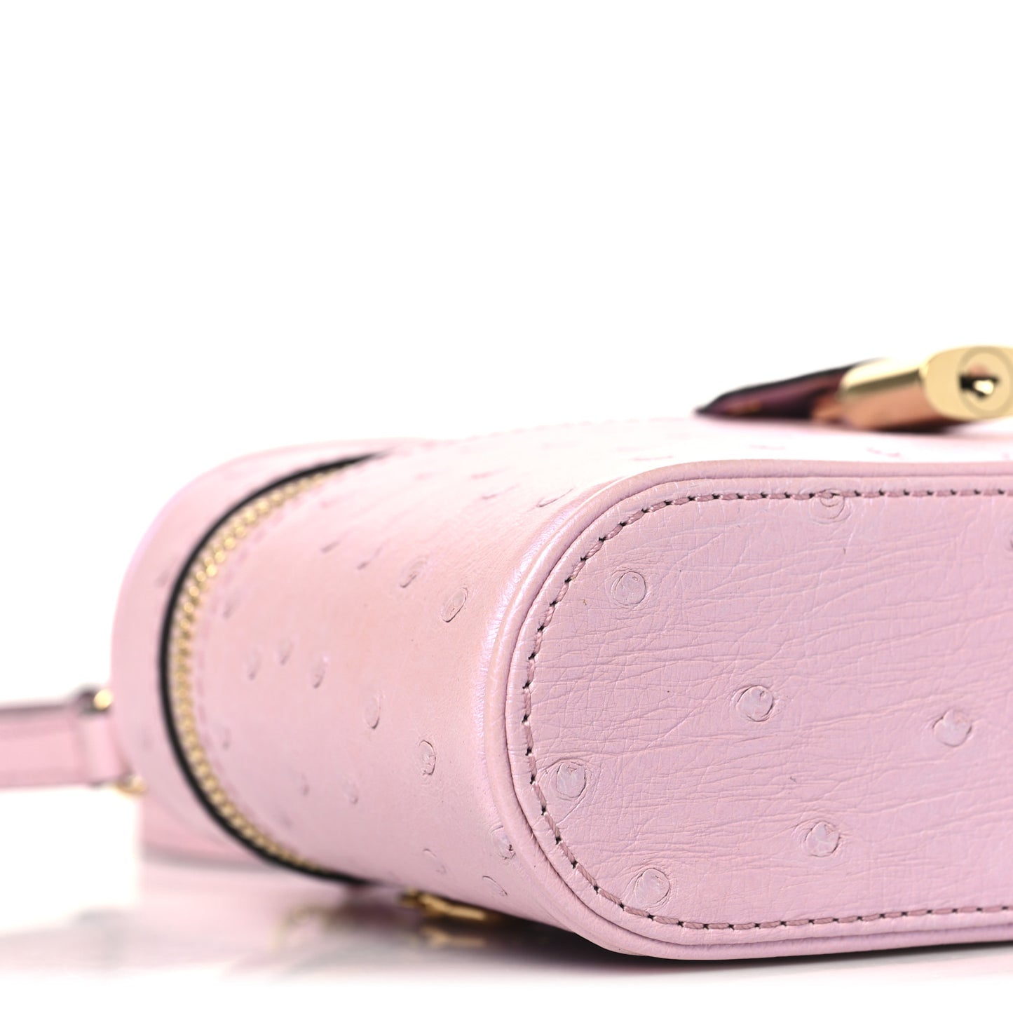 Ostrich Vanity Chain Pouch Pink