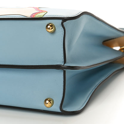 Fendi Vitello Seta Nappa Bi-Color Rainbow Girl Inlay Medium Peekaboo I SEE U Satchel Azzurro Baby Multicolor 9 of 9